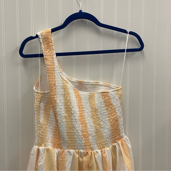 Petal & Pup Kelsie One Shoulder Mini Dress in Yellow Cabana Stripes Sz 8 - Picture 8 of 11
